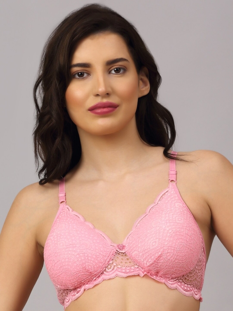 

PrettyCat Pink Lace Bra Lightly Padded