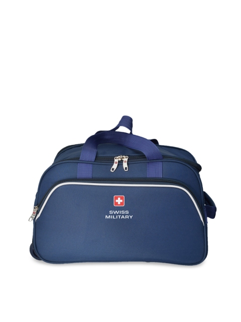 

SWISS MILITARY Unisex Blue Solid Duffle Trolley Bag