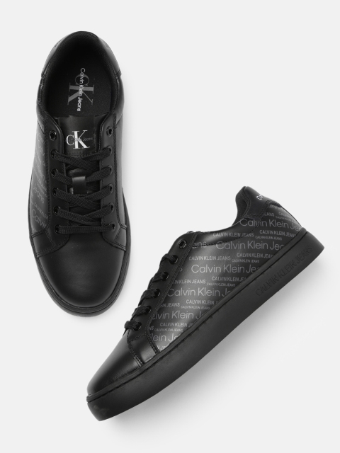 

Calvin Klein Men Black Printed Leather Sneakers