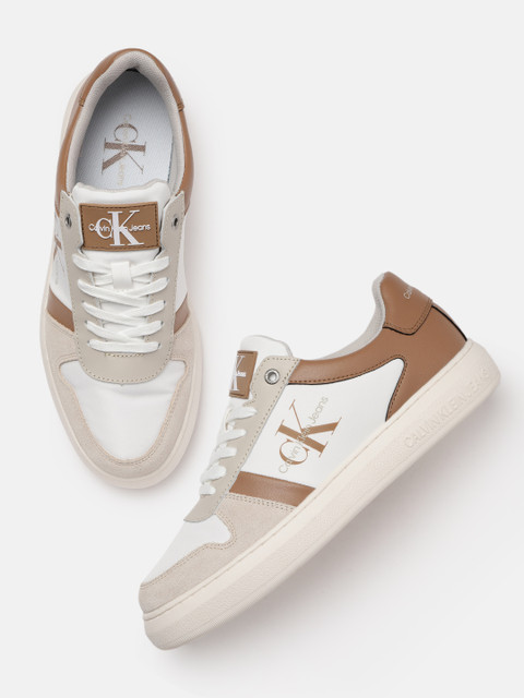 

Calvin Klein Men White & Brown Colourblocked Sneakers
