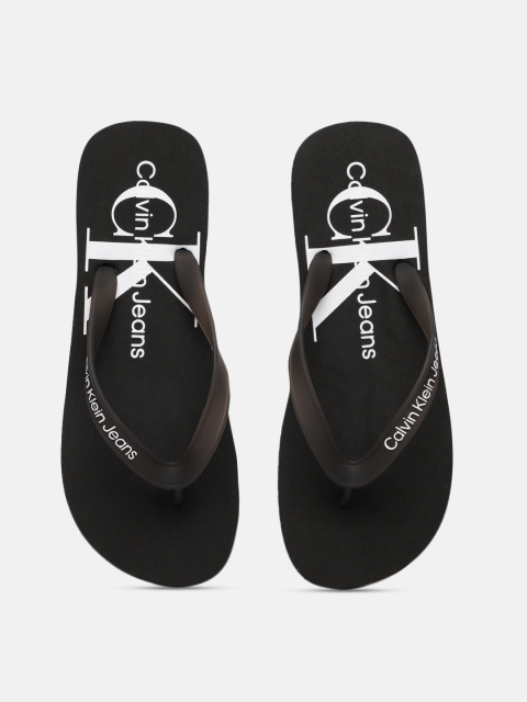 

Calvin Klein Men Black & White Brand Logo Printed Thong Flip-Flops