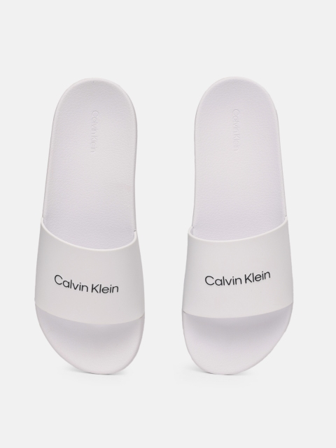 

Calvin Klein Men White Printed Sliders