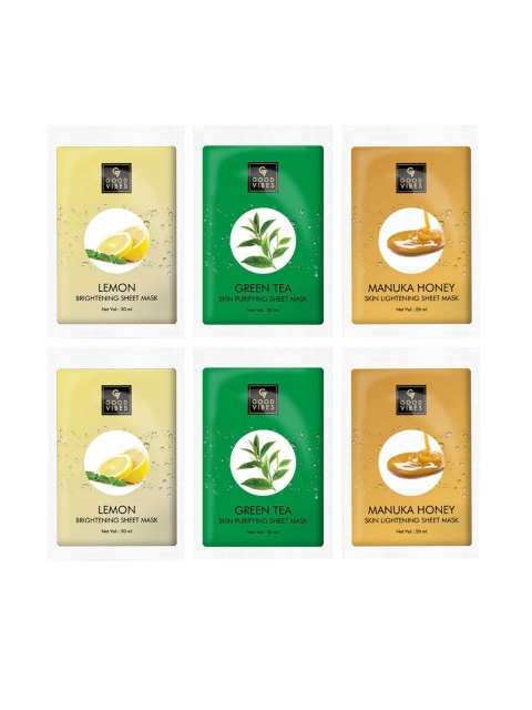 

Good Vibes Pack of 6 Sheet Masks Kit, White