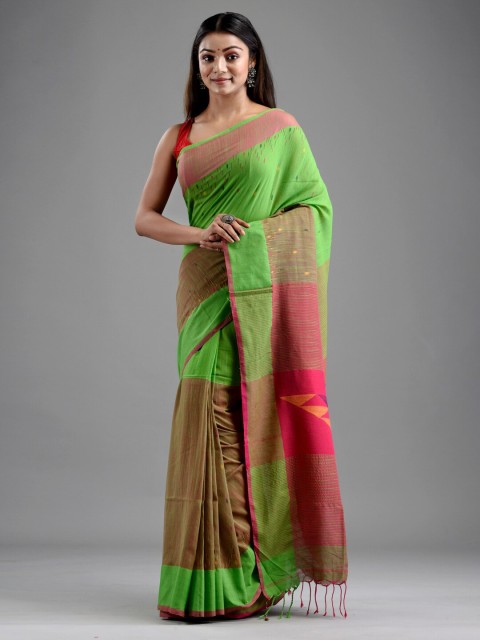 

Mitera Green & Magenta Pure Cotton Saree