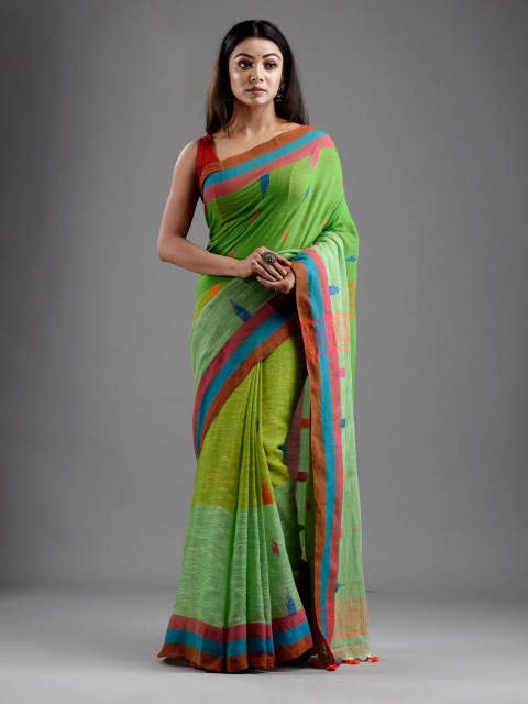

Mitera Green Ethnic Motifs Pure Cotton Saree