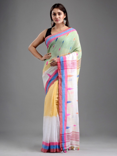 

Mitera Green & Blue Floral Pure Cotton Saree