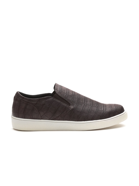 

Carlton London Men Coffee Brown Croc Textured Slip-Ons
