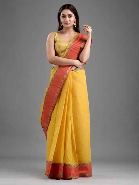 

Mitera Yellow & Red Woven Design Pure Cotton Taant Saree