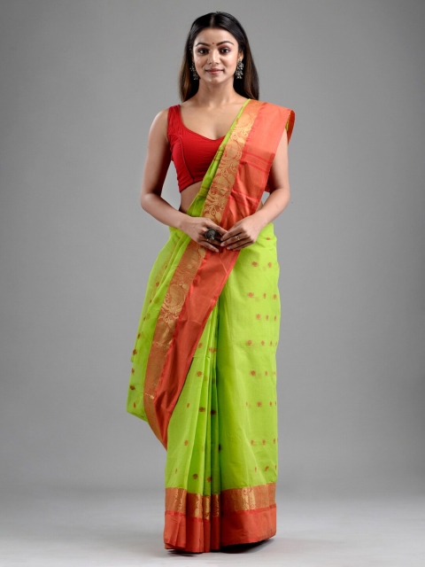

Mitera Women Green Woven Pure Cotton Saree