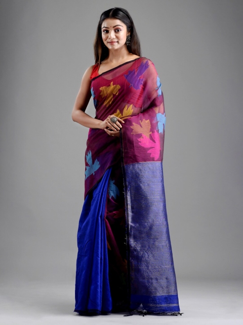 

Mitera Blue & Mauve Floral Art Silk Saree