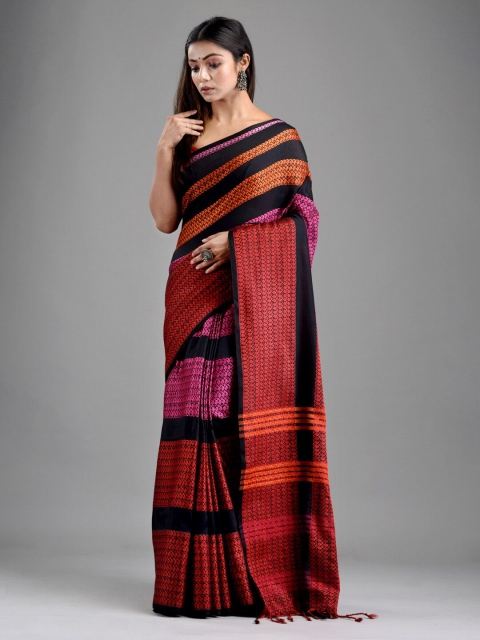 

Mitera Black & Red Ethnic Motifs Pure Cotton Saree
