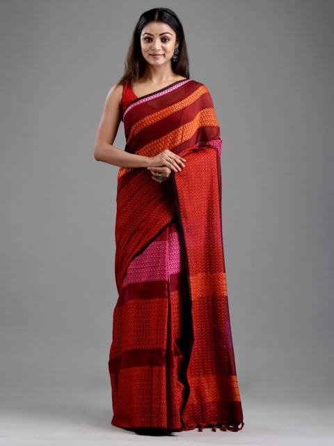 

Mitera Brown & Pink Paisley Pure Cotton Saree
