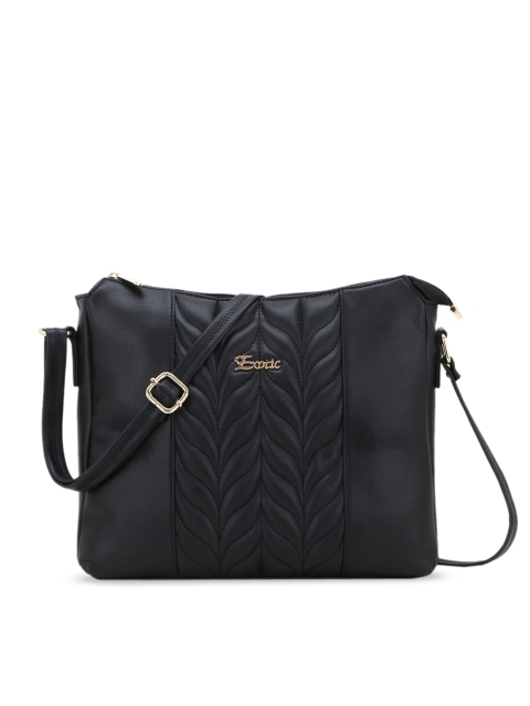 

Exotic Black PU Structured Quilted Sling Bag