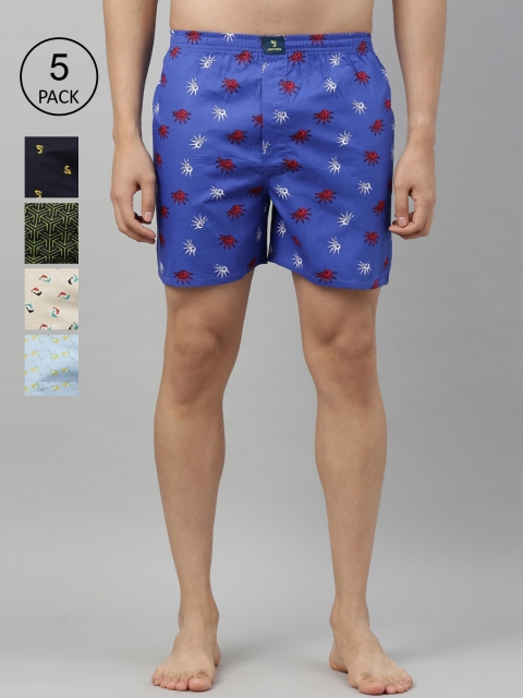 

Joven Men Pack Of 5 Assorted Pure Cotton Boxers JB5PV02, Multi