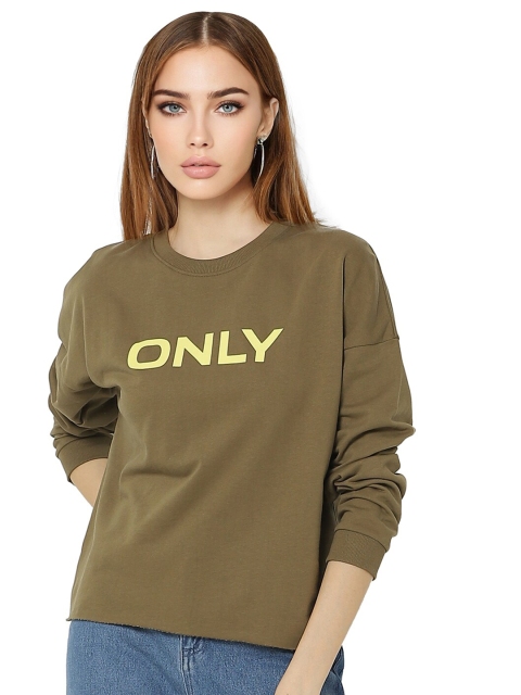 

ONLY Women Olive Green Printed Sweatshirt