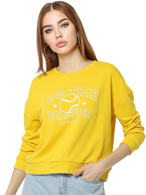 

ONLY Women Yellow Printed Sweatshirt