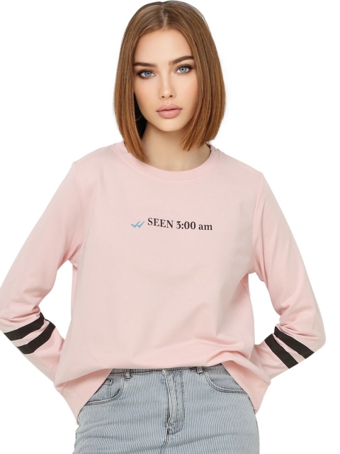 

ONLY Women Pink Printed Cotton Sweatshirt