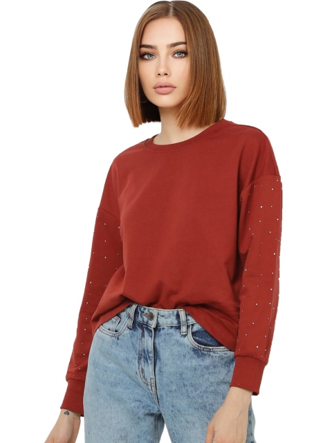 

ONLY Women Red Cotton Sweatshirt