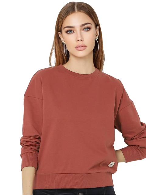 

ONLY Women Maroon Cotton Sweatshirt