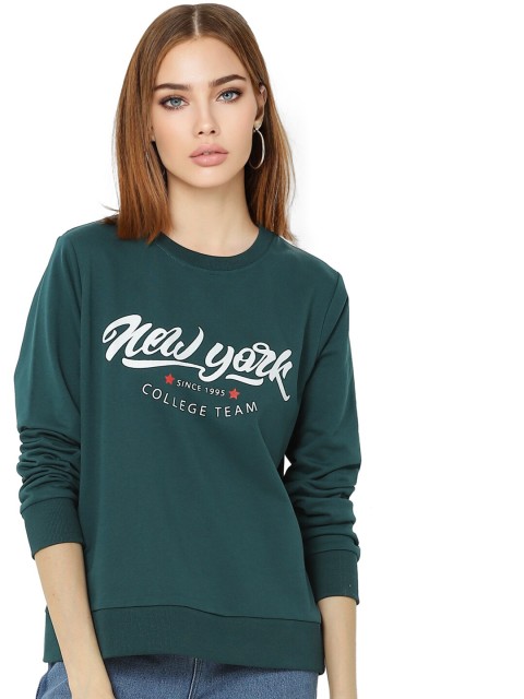 

ONLY Women Green Printed Cotton Sweatshirt