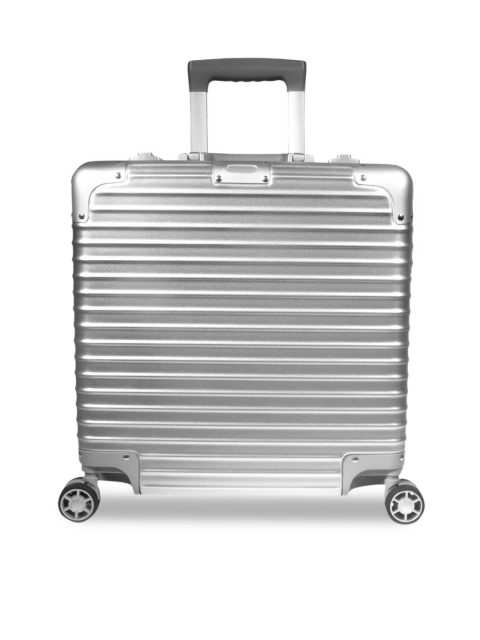 

ELOPPE Silver-Toned Textured Trolley Suitcase