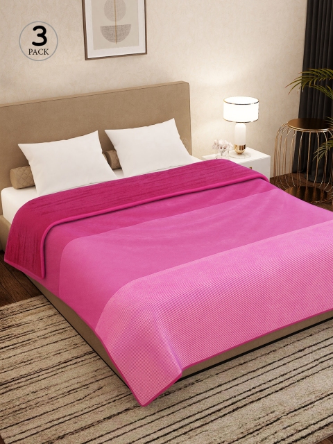 

Story@home Pink Set of 3 AC Room 400 GSM Double Bed Blanket