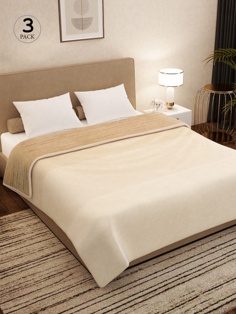 

Story@home Set of 3 Cream-Coloured AC Room 400 GSM Double Bed Blanket