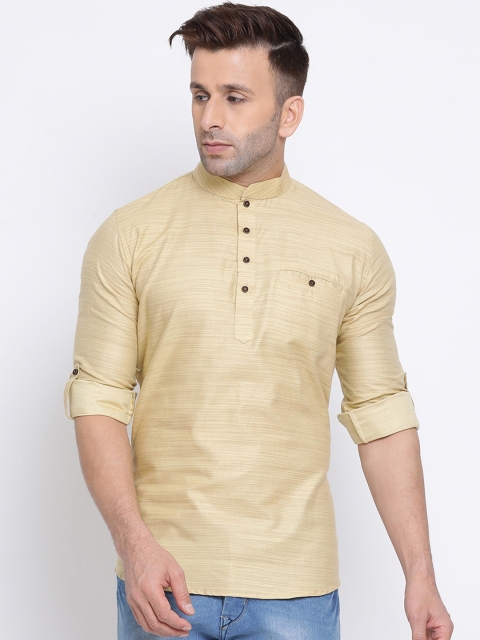 

NAMASKAR Men Beige Khadi Pure Cotton Kurta