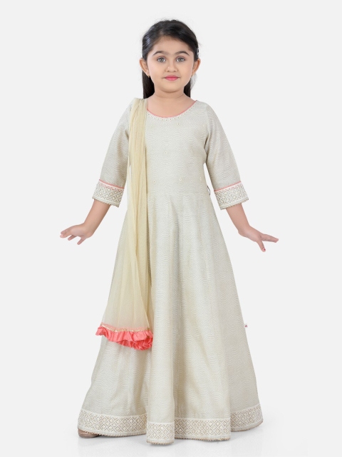 

Ashneeta Girls Beige Maxi Dress With Dupatta