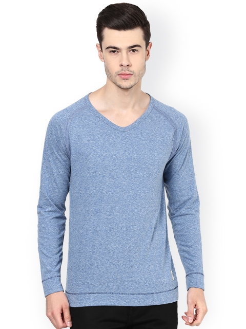 

Avoir Envie Men Blue V-Neck Slim Fit T-shirt