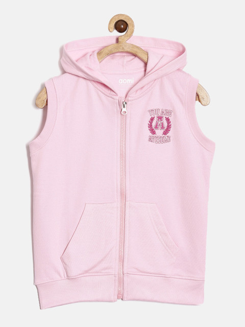 

Aomi Girls Pink Printed Hooded Sweatshirts