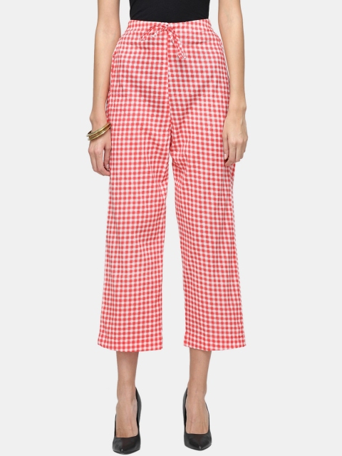 

Enchanted Drapes Women Red Checked Culottes Trousers