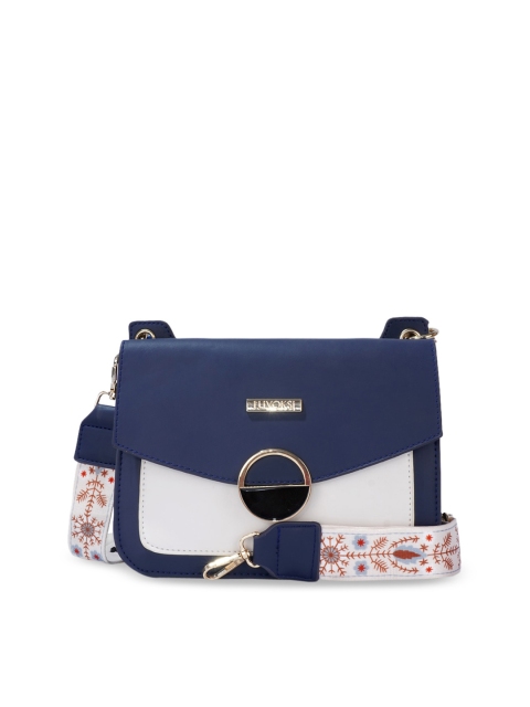 

Luvoksi Blue Colourblocked PU Structured Sling Bag