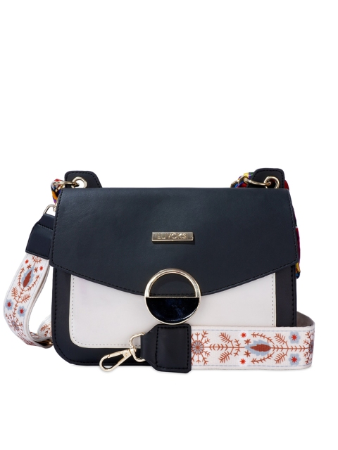 

Luvoksi Black Colourblocked PU Structured Sling Bag