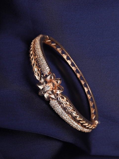 

Priyaasi Women Rose Gold Brass American Diamond Bangle-Style Bracelet