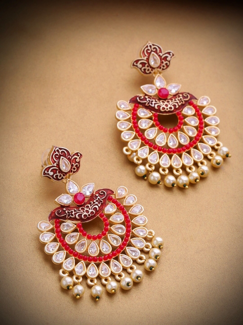 

Priyaasi Woman Maroon Meenakari Chandbali Earrings