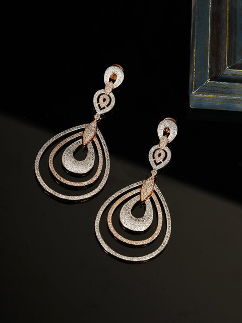 

Priyaasi Rose Gold Plated & White Oval Drop Earrings