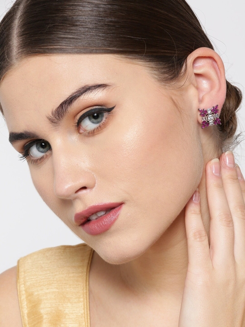 

Priyaasi Purple Floral Studs Earrings