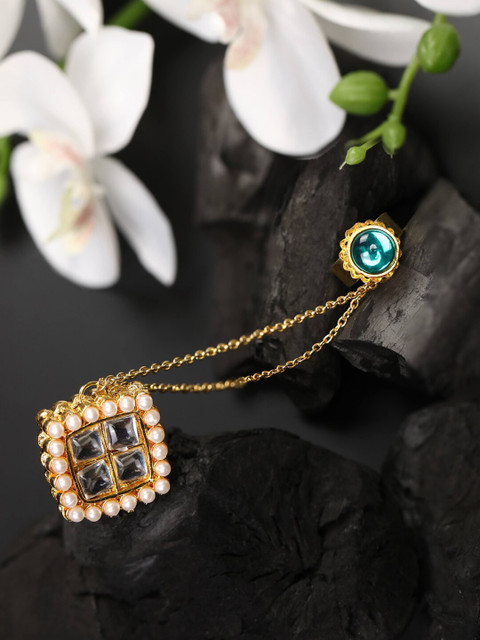 

Priyaasi Gold Plated & White Studded Dual Finger Adjustable Ring