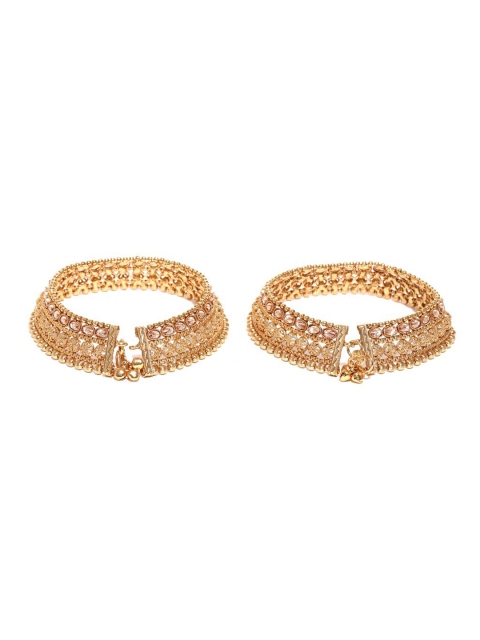 

Priyaasi Set Of 2 Gold-Plated Beige Stone Studded Anklets