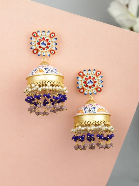 

Priyaasi Gold-Plated & Red Contemporary Jhumkas Earrings