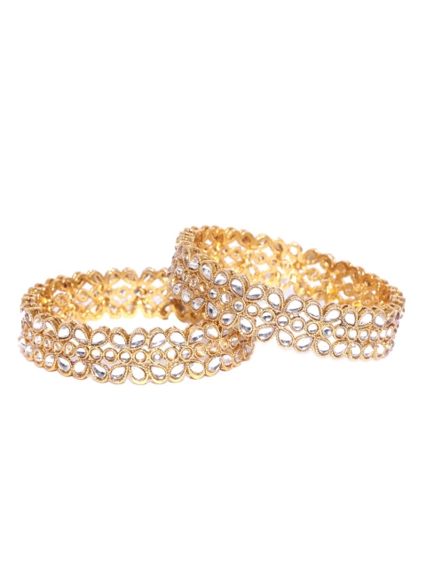 

Priyaasi Set Of 2 Gold-Plated & White Kundan Studded Bangles