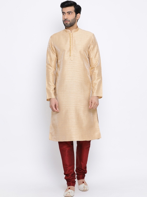 

NAMASKAR Men Brown Pure Silk Kurta with Churidar
