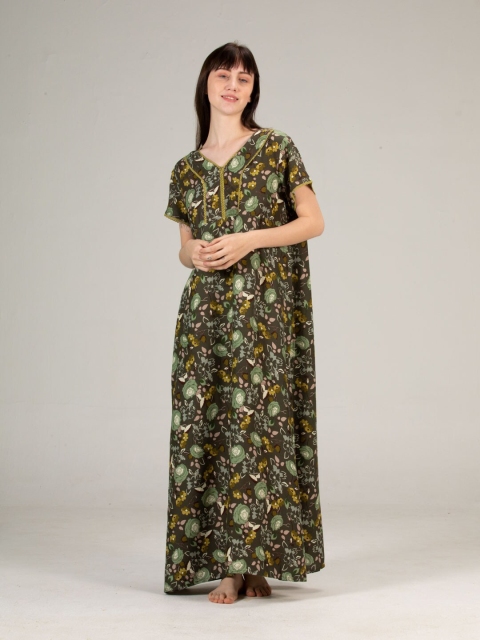 

evolove Grey Checked Maxi Nightdress