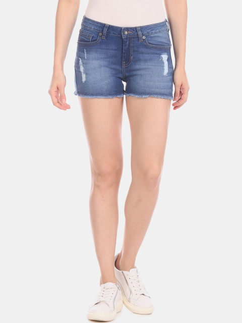 

Aeropostale Women Blue Washed Denim Shorts
