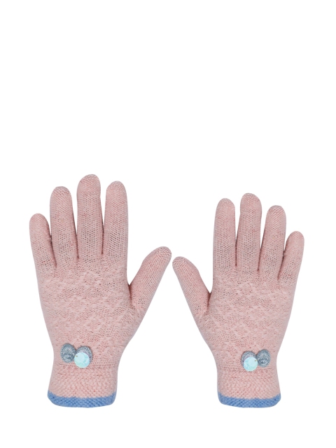 

LOOM LEGACY Women Pink & Blue Solid Gloves