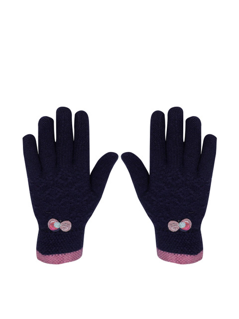 

LOOM LEGACY Women Navy Blue & Purple Solid Gloves