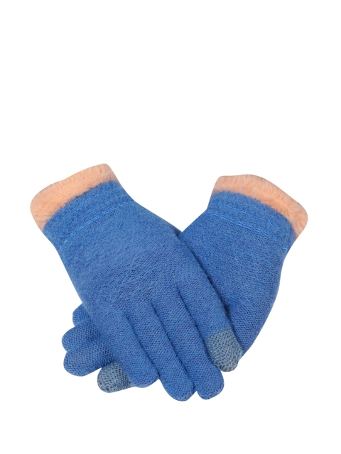 

LOOM LEGACY Women Blue Solid Winter Hand Gloves