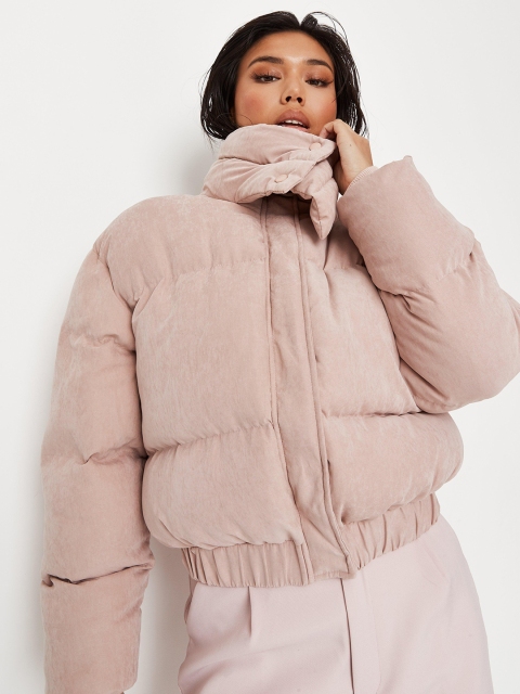 

Missguided Women Peach-Coloured Solid Puffer Jacket