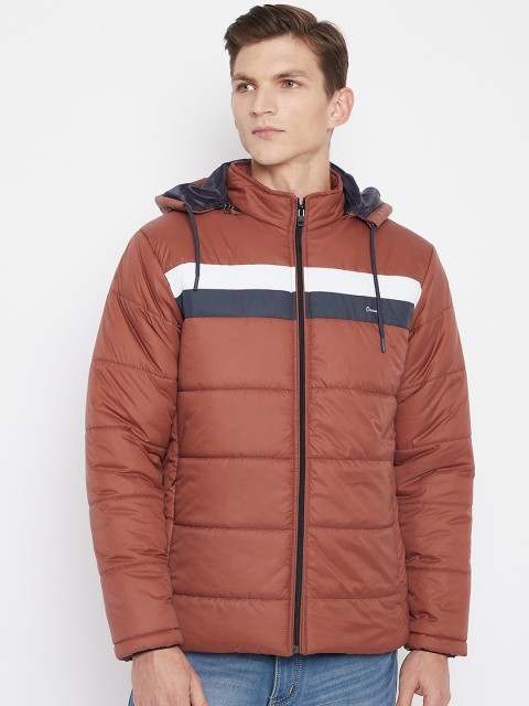 

Okane Men Brown Striped Lightweight Puffer Jacket